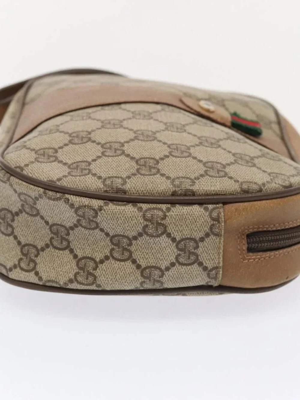 GUCCI GG Supreme Web Sherry Line Clutch Bag PVC Beige Red 89 01 034 Auth fm3793